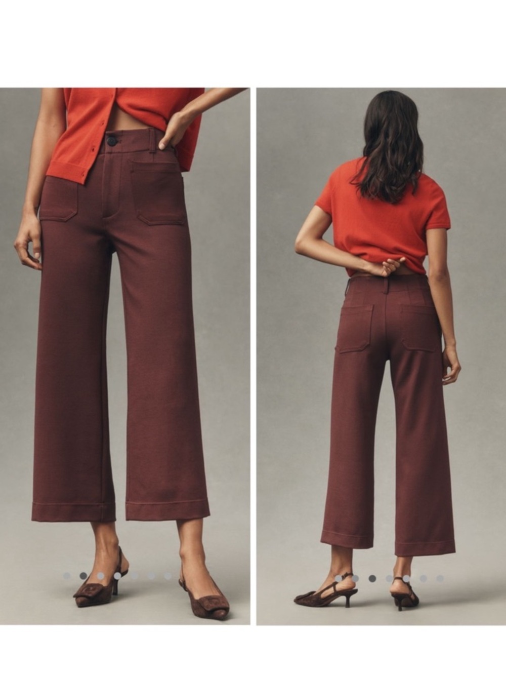 Anthropology Maeve Colette Brown High-Waist Knit Pants size 32 Elastic Like New